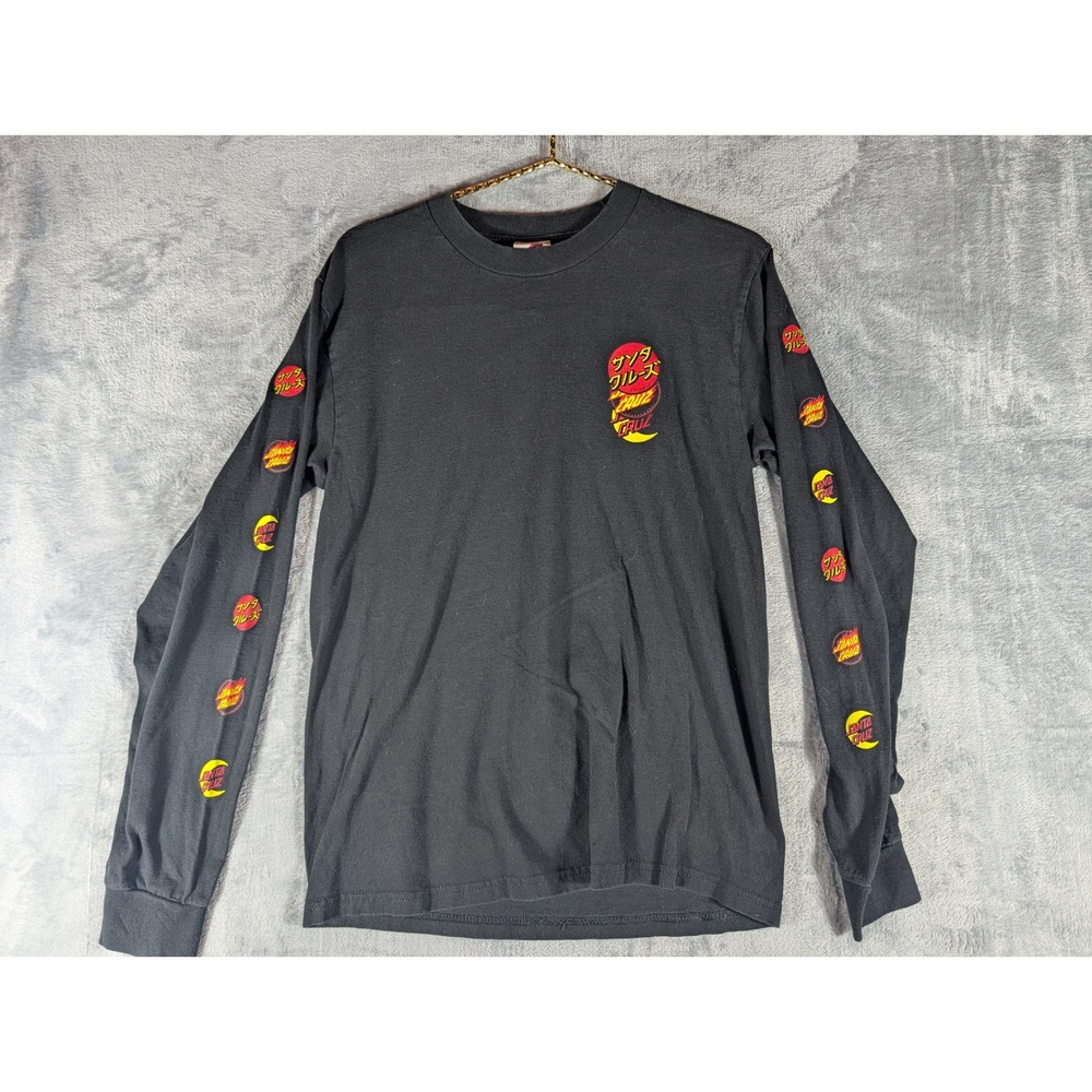 Santa Cruz Japanese Inferno Dot Long Sleeve‎ Black Skate Shirt Men's Small Logo